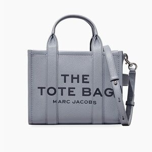 🩶 Marc Jacobs Small Leather The Tote Bag in Wolf Grey With Additional Strap 🩶
